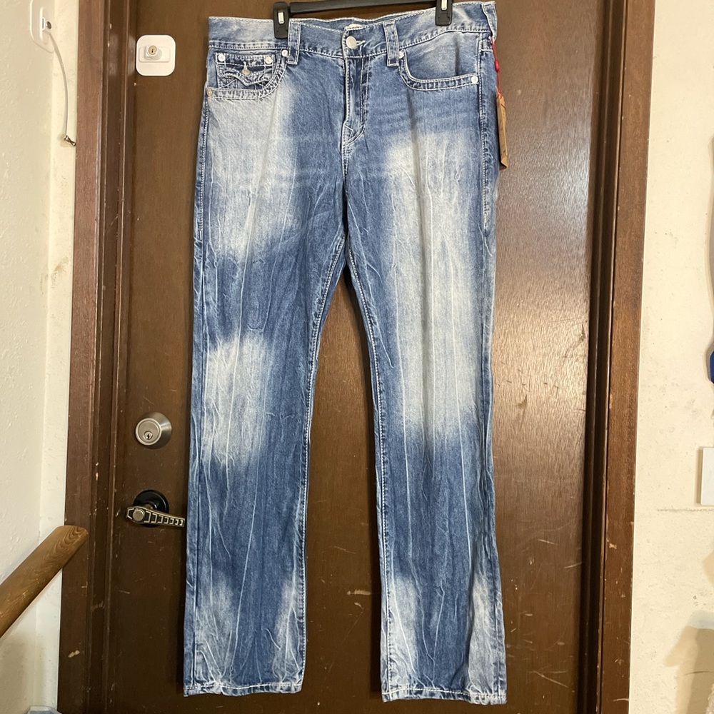 True Religion Men's Distressed Blue Jeans